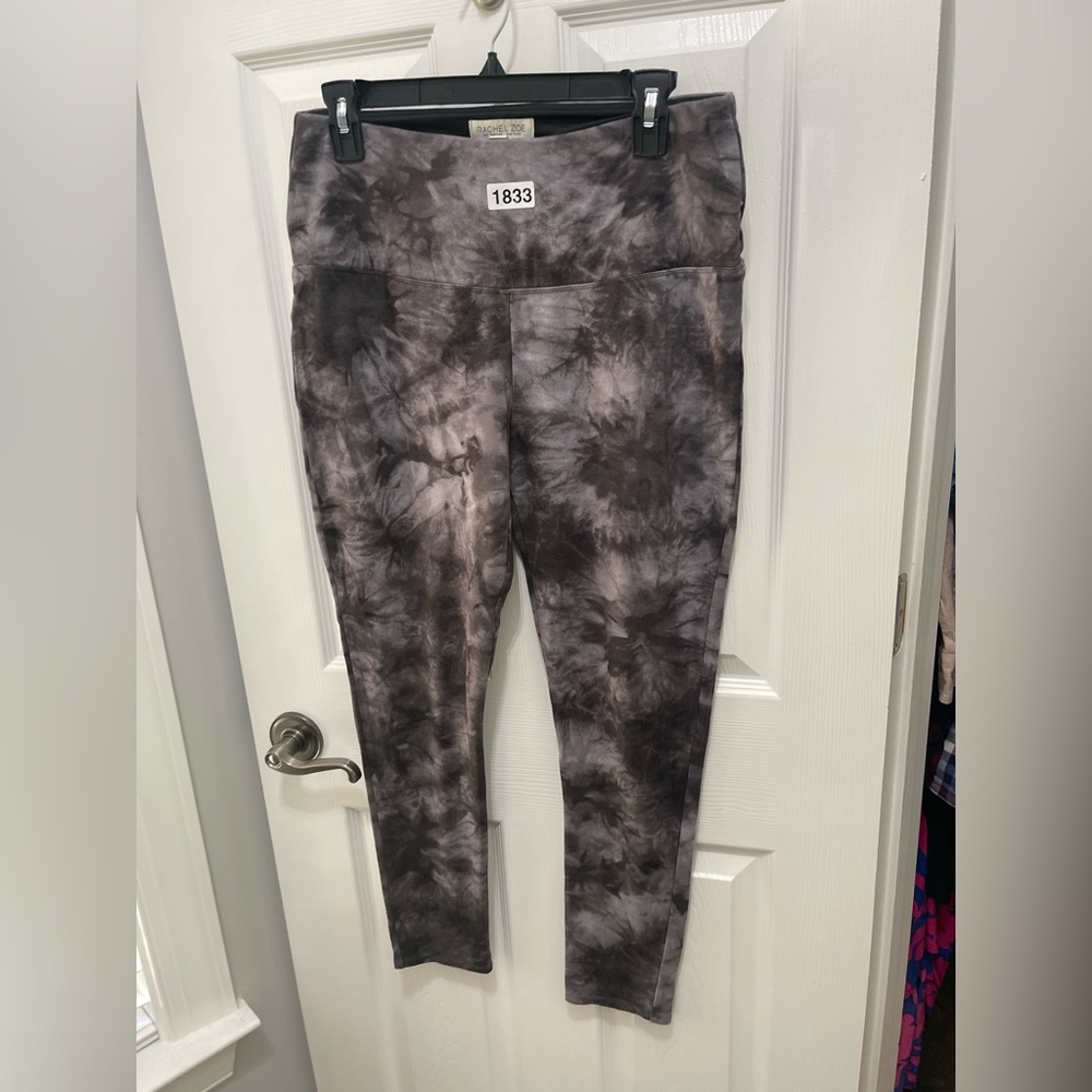 Rachel Zoe Black and Gray Tie-Dye Leggings